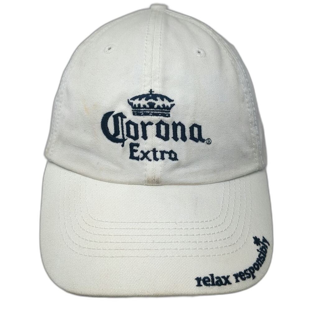 Corona Extra Baseball Cap White One Size Blue Slideback Relax Responsibly Hat